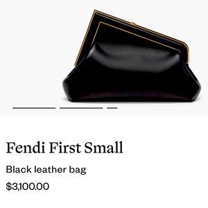 Small Fendi First bag made of soft, black nappa leather, oversized metal F clasp